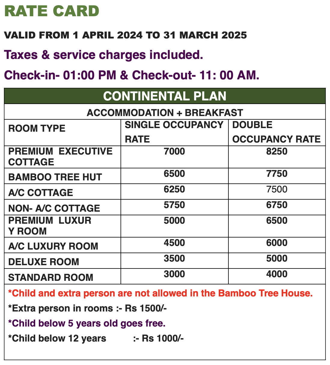 Bamboo tree house at Green Gates Hotel budget friendly resorts in wayanad